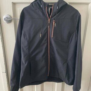 Mondetta Softshell Jacket with Black and Navy zig-zag pattern, XL